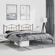 vidaXL Sängram med huvudgavel metall svart 193x203 cm