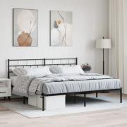 vidaXL Sängram med huvudgavel metall svart 193x203 cm