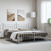 vidaXL Sängram med huvudgavel och fotgavel vit metall 193x203 cm