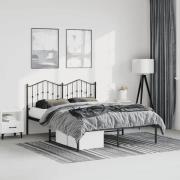 vidaXL Sängram med huvudgavel metall svart 135x190 cm