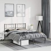 vidaXL Sängram med huvudgavel metall svart 135x190 cm