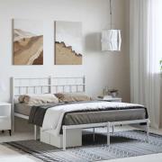 vidaXL Sängram med huvudgavel metall vit 135x190 cm