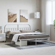vidaXL Sängram med huvudgavel metall vit 183x213 cm