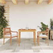 vidaXL Matgrupp för trädgården med vita dynor 3 delar massiv teak