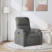 vidaXL Massagefåtölj mörkgrå mikrofibertyg