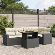 vidaXL Loungegrupp med dynor 6 delar svart konstrotting