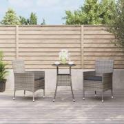 vidaXL Caféset med dynor 3 delar konstrotting grå