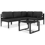 vidaXL Loungegrupp för trädgården 5 delar med dynor aluminium antracit