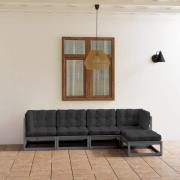 vidaXL Loungegrupp med dynor 5 delar massiv furu