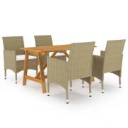 vidaXL Matgrupp för trädgården 5 delar beige