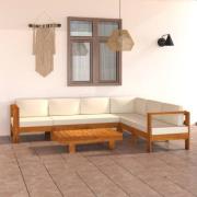 vidaXL 7-delad trädgårdsloungegrupp med kuddar 100x60 cm akaciaträ