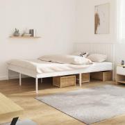 vidaXL Sängram med huvudgavel metall vit 150x200 cm
