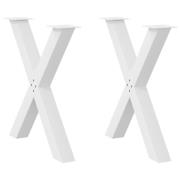 vidaXL Matbordsben X-formad 2 st vit 70x(72-73) cm stål