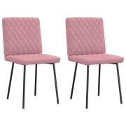 vidaXL Matstolar 2 st rosa sammet