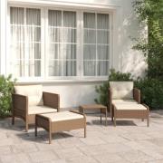 vidaXL Loungegrupp med dynor 5 delar brun konstrotting