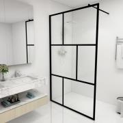 vidaXL Duschvägg med härdat glas svart 115x195 cm