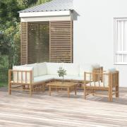 vidaXL Loungegrupp 7 delar gräddvita dynor bambu