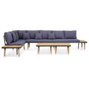 vidaXL Loungegrupp för trädgården med dynor 7-sits delar massivt akaci...