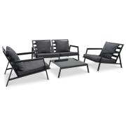 vidaXL Loungegrupp för trädgården med dynor 4 delar aluminium mörkgrå