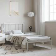 vidaXL Sängram med huvudgavel metall vit 100x200 cm