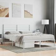 vidaXL Sängram med huvudgavel metall vit 150x200 cm