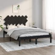 vidaXL Sängram massiv furu 135x190 cm svart