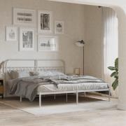 vidaXL Sängram med huvudgavel metall vit 183x203 cm
