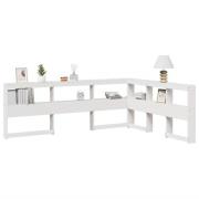vidaXL Bokhylla sänggavel L-formad vit 140 cm massiv furu