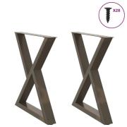 vidaXL Matbordsben 2 st naturligt stål 80x(72-73,3) cm stål