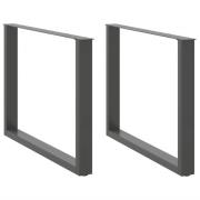 vidaXL Matbordsben U-formade 2 st antracit 100x(72-73) cm stål