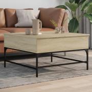vidaXL Soffbord sonoma-ek 80x80x45 cm konstruerat trä och järn