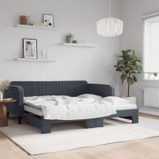 vidaXL Dagbädd utdragbar mörkgrå 90x190 cm sammet