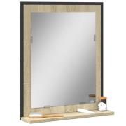 vidaXL Badrumsspegel med hylla sonoma-ek 50x12x60 cm konstruerat trä