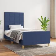 vidaXL Sängram utan madrass blå 100x200 cm tyg