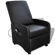 vidaXL Massagefåtölj svart konstläder