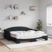 vidaXL Dagbädd med extrabädd och madrasser svart 90x190 cm tyg