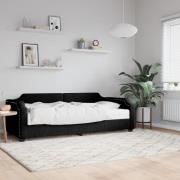 vidaXL Dagbädd med madrass svart 90x190 cm tyg
