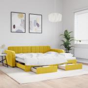 vidaXL Dagbädd utdragbar med lådor gul 90x200 cm sammet