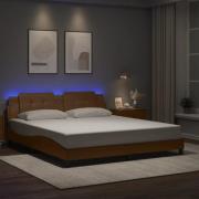 vidaXL Sängram med LED-belysning cappuccino 180x200 cm konstläder