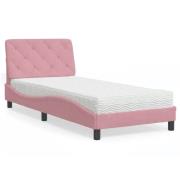 vidaXL Bed with Mattress Pink 80x200 cm Velvet