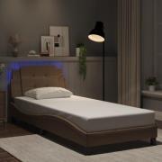 vidaXL Sängram med LED-belysning cappuccino 90x190 cm konstläder