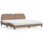 vidaXL Bed with Mattress "Zadar" Cappuccino 200x200 cm Faux Leather