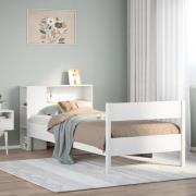 vidaXL Säng med bokhylla utan madrass vit 75x190cm massiv furu