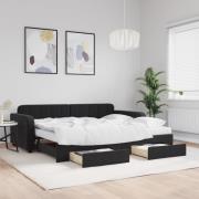vidaXL Dagbädd utdragbar med lådor svart 90x190 cm sammet