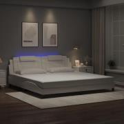 vidaXL Bed Frame "Viana" with LED without Mattress White 200x200 cm