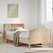 vidaXL Säng med bokhylla utan madrass 90x190cm massiv furu
