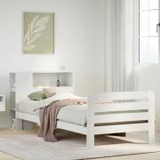 vidaXL Sängram utan madrass vit 90x200 cm massiv furu