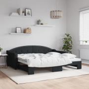 vidaXL Dagbädd utdragbar svart 90x190 cm tyg