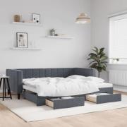 vidaXL Dagbädd utdragbar med lådor mörkgrå 90x190 cm sammet