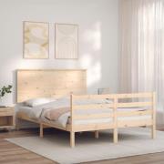 vidaXL Sängram med huvudgavel 140x190 cm massivt trä